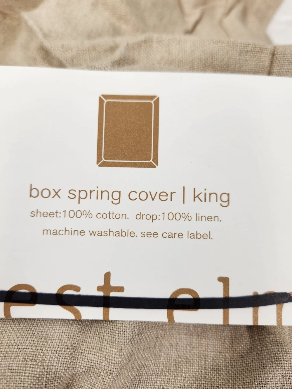 West Elm Box-Spring Cover Boxspring Linen Drop Cotton Sheet Sz King NOS
